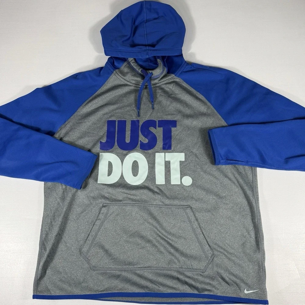 Nike Hoodie Sweatshirt‎ Mens Size XL JUST DO IT Sweatshirt With Thumbholes